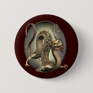 Badge Rond 5 Cm Dragon chinois vintage