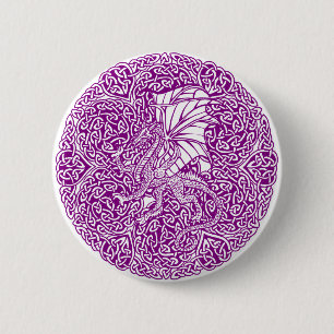 Badge Rond 5 Cm Dragon dans le noeud celtique rond