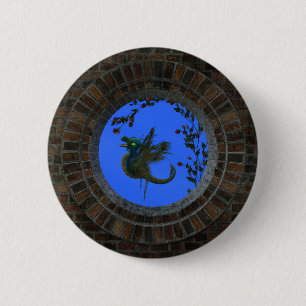 Badge Rond 5 Cm Dragon de fée de paon