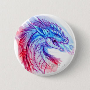 Badge Rond 5 Cm Dragon de glace de l'aurore