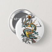 Badge Rond 5 Cm Dragon de Japonais de Fuku-Riu (Devant & derrière)