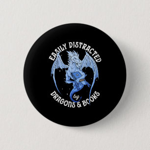Badge Rond 5 Cm Dragon de lecture facilement distrait par un amour