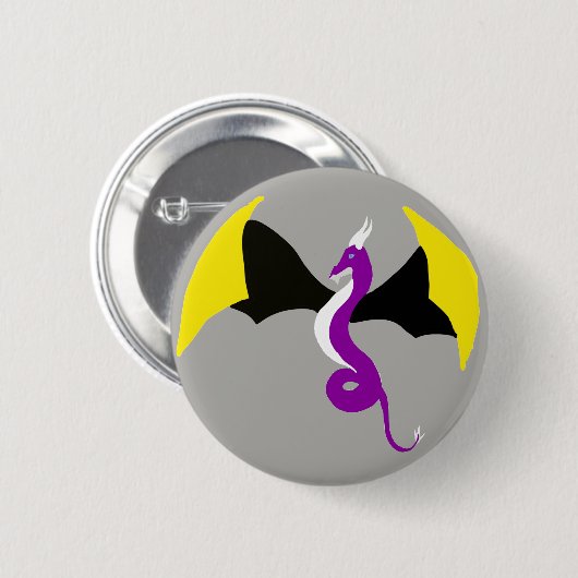 Badge Rond 5 Cm Dragon de Nonbinary (Devant & derrière)