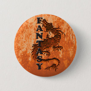 Badge Rond 5 Cm Dragon d'IMAGINAIRE sur la rouille