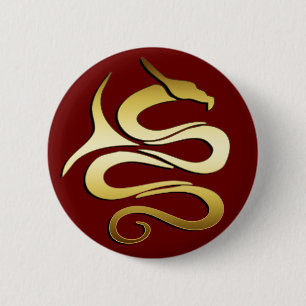 BADGE ROND 5 CM DRAGON D'OR