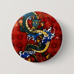 Badge Rond 5 Cm Dragon japonais - Bonne fortune