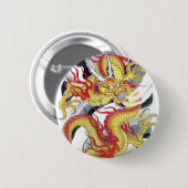 Badge Rond 5 Cm Dragon jaune japonais (Devant & derrière)