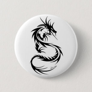 Badge Rond 5 Cm Dragon noir