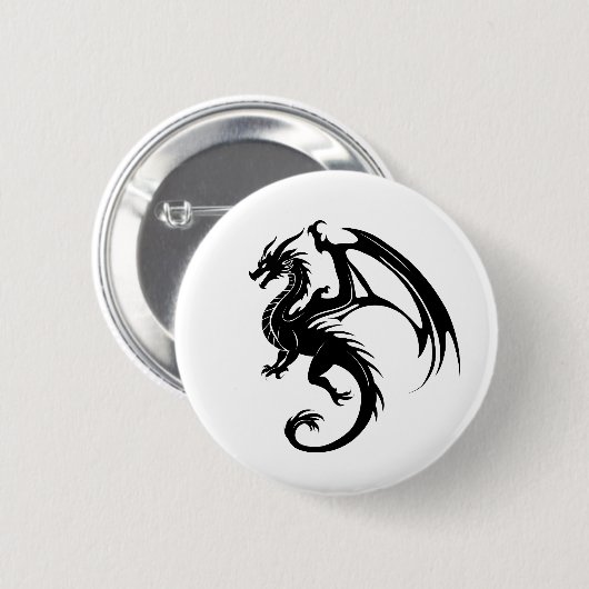 Badge Rond 5 Cm Dragon noir (Devant & derrière)