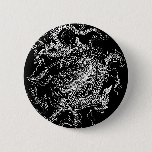 Badge Rond 5 Cm Dragon noir et blanc (Devant)
