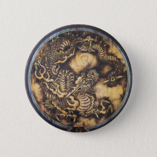 Badge Rond 5 Cm Dragon oriental japonais traditionnel - 日本 - 鳴き龍