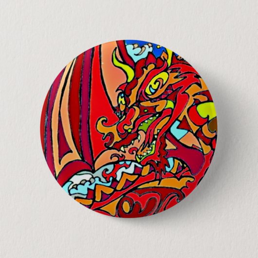 Badge Rond 5 Cm Dragon rouge (Devant)