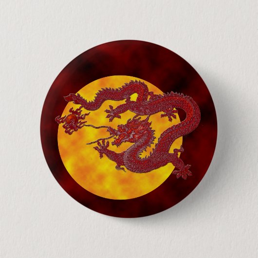 Badge Rond 5 Cm Dragon rouge de cire (Devant)