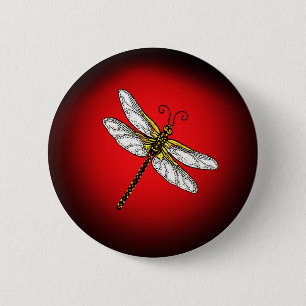 Badge Rond 5 Cm Dragon rouge et doré