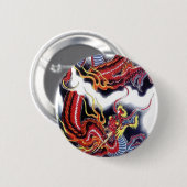 Badge Rond 5 Cm Dragon rouge japonais (Devant & derrière)