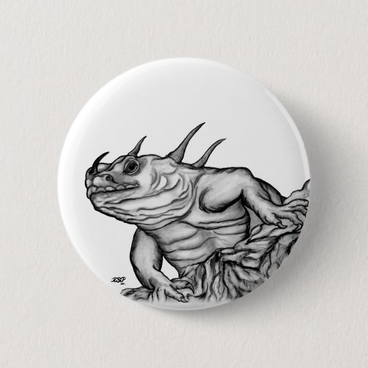 Badge Rond 5 Cm Dragon sur le rocher (Devant)