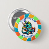 Badge Rond 5 Cm Dragon Theme Birthday Boy (Devant & derrière)