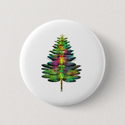 Badge Rond 5 Cm Dragonfly Christmas Tree Dragonfly Xmas (Devant)