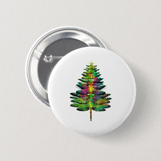 Badge Rond 5 Cm Dragonfly Christmas Tree Dragonfly Xmas (Devant & derrière)