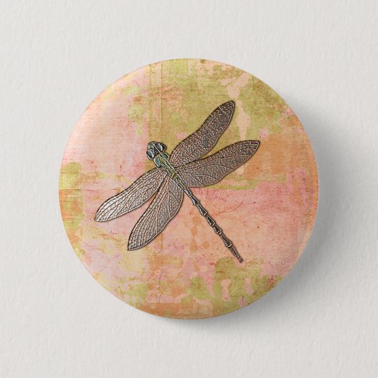 Badge Rond 5 Cm Dragonfly d'impressions roses (Devant)