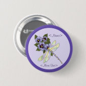 Badge Rond 5 Cm Dragonfly et Pansies (Devant & derrière)