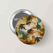 Badge Rond 5 Cm Dragonfly Flit Rustic Splash (Devant & derrière)