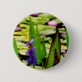 Badge Rond 5 Cm Dragonfly lotus and purple flower (Devant)