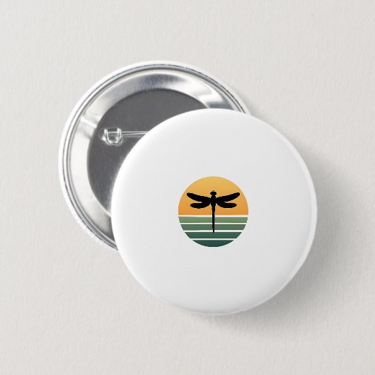 Badge Rond 5 Cm Dragonfly Retro (4) (Devant & derrière)
