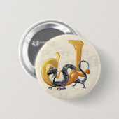 Badge Rond 5 Cm Dragonlore J initial (Devant & derrière)