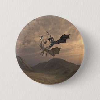 Badge Rond 5 Cm Dragons dans un paysage montagneux
