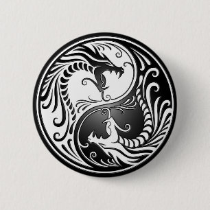 Badge Rond 5 Cm Dragons de Yin Yang