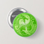 Badge Rond 5 Cm Dragons de Yin Yang, vert clair (Devant & derrière)