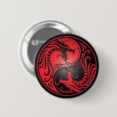 Badge Rond 5 Cm Dragons, rouge et noir de Yin Yang (Devant & derrière)