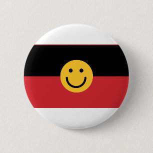 Badge Rond 5 Cm Drapeau aborigène australien avec visage sourire