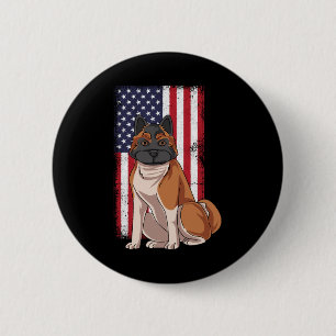 Badge Rond 5 Cm Drapeau Akita USA