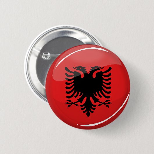 Badge Rond 5 Cm Drapeau albanais rond brillant (Devant & derrière)
