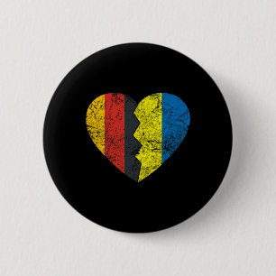 Badge Rond 5 Cm Drapeau allemand ukrainien Cœur Allemagne Ukraine