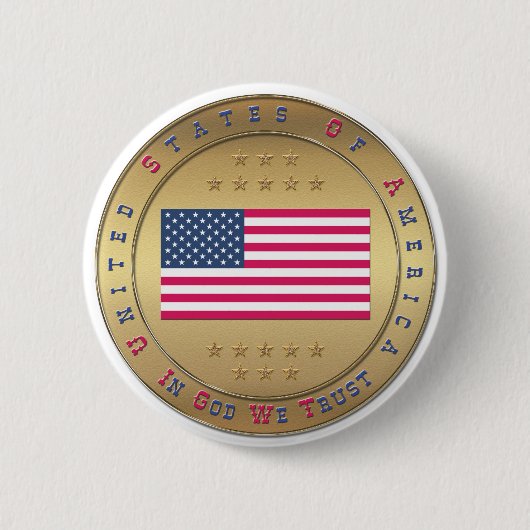 Badge Rond 5 Cm Drapeau américain (Devant)