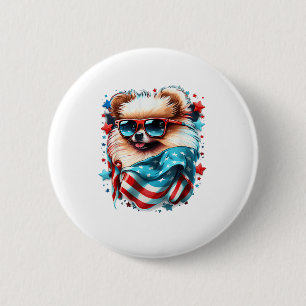 Badge Rond 5 Cm Drapeau américain 4 juillet Chien patriotique de P