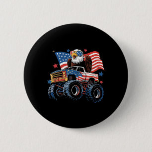 Badge Rond 5 Cm Drapeau américain 4 juillet Monster Truck Bald Eag