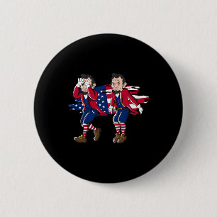 Badge Rond 5 Cm Drapeau américain Abe Lincoln Griddy 4 juillet