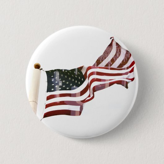 Badge Rond 5 Cm Drapeau américain avec croix (Devant)