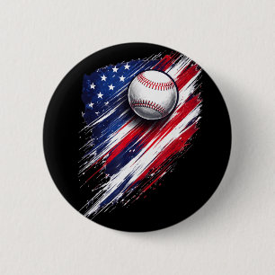 Badge Rond 5 Cm Drapeau américain baseball garçons filles hommes f