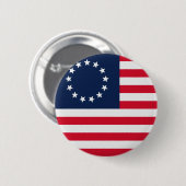 Badge Rond 5 Cm Drapeau américain Betsy Ross 13 étoiles (Devant & derrière)