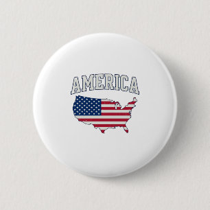 Badge Rond 5 Cm Drapeau américain Carte Patriotique Vintage Graphi