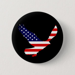 Badge Rond 5 Cm Drapeau américain chauve d'Eagle