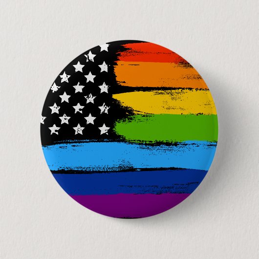 Badge Rond 5 Cm Drapeau américain de fierté d'arc-en-ciel de LGBT (Devant)