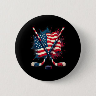 Badge Rond 5 Cm Drapeau américain de hockey sur glace
