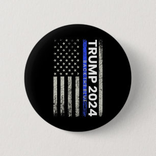 Badge Rond 5 Cm Drapeau américain de la police de la ligne bleue m