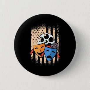 Badge Rond 5 Cm Drapeau américain de l'acteur de théâtre